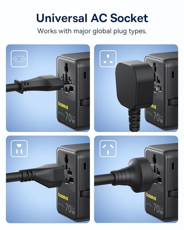 Alt view image 7 of 7 - 70W Universal Travel Adapter, 6-in-1 International Plug Adapter
