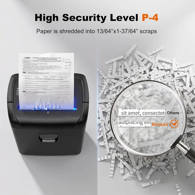 Alt view image 3 of 7 - Bonsaii 15-Sheet Cross Cut Paper Shredder for Home Office Heavy Duty
