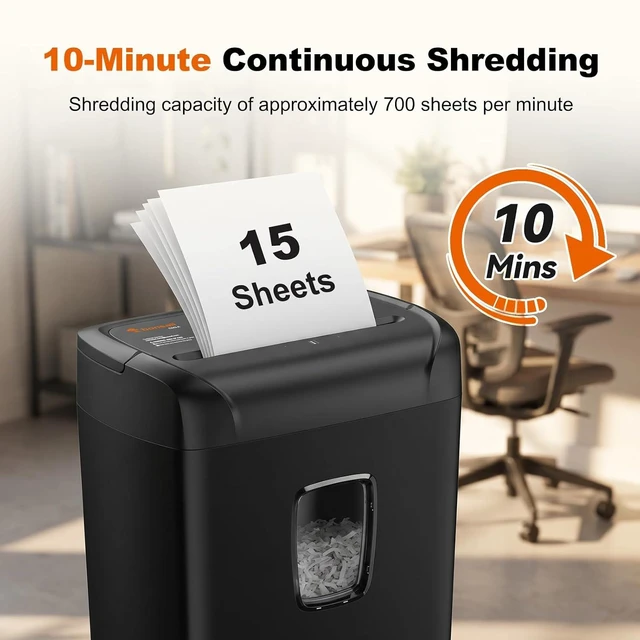 Alt view image 2 of 7 - Bonsaii 15-Sheet Cross Cut Paper Shredder for Home Office Heavy Duty