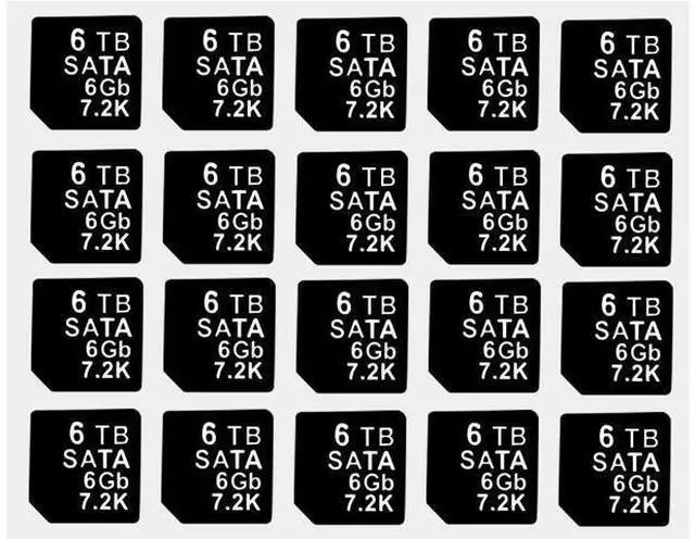 Main image of 20PCS Capacity Sticker Label for Hard Drive Tray Caddy DXD9H 0DXD9H X7K8W 0X7K8W, Compatible for D-ELL PowerEdge 16th-14th Gen r740 r640 r440 r340 r750 r650 r550 r760 r660 r6625, 6TB, SATA, 6GB, 7.2K
