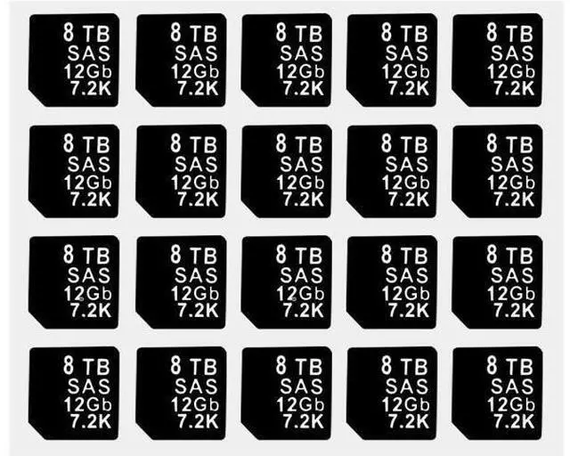 Main image of 20PCS Capacity Sticker Label for Hard Drive Tray Caddy DXD9H 0DXD9H X7K8W 0X7K8W, Compatible for D-ELL PowerEdge 16th-14th Gen r740 r640 r440 r340 r750 r650 r550 r760 r660 r6625, 8TB, SAS, 12GB, 7.2K
