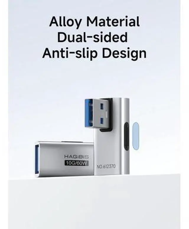 Alt view image 6 of 7 - USB 3.2 Adapter 2 Pack, 90 Degree Right and Left Angle USB A Male to Female Connector OTG Adapter Cable Extender for Laptops Charger PC Car Mouse Keyboard (Vertical Front)