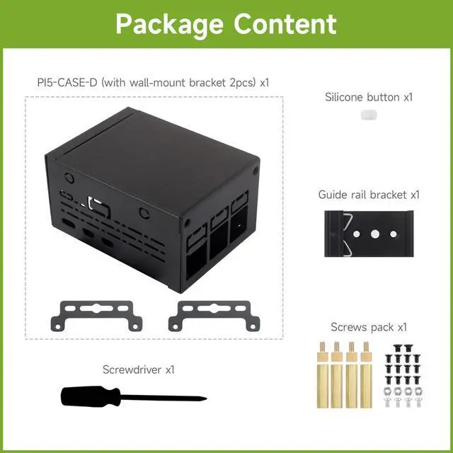 Alt view image 2 of 7 - Industrial Grade Metal Case (D), Compatible with 5 Larger Internal Space, Supports Installing Official Cooling Fan and Various Hats, Wall-Mount and Rail-Mount Support