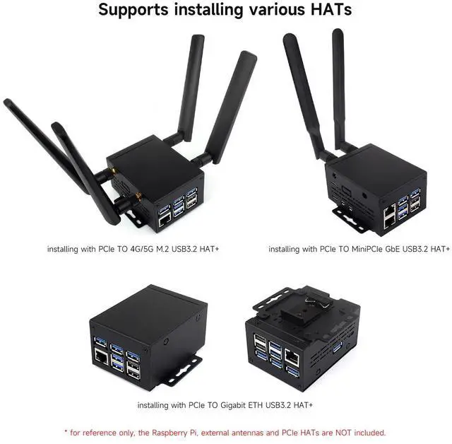 Alt view image 6 of 7 - Industrial Grade Metal Case (D), Compatible with 5 Larger Internal Space, Supports Installing Official Cooling Fan and Various Hats, Wall-Mount and Rail-Mount Support