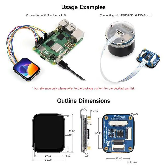 Alt view image 5 of 5 - 1.83inch Touch LCD Display Module, Micro LCD Display, 240×284 Resolution, IPS, SPI and I2C Communication, 262K Display Color