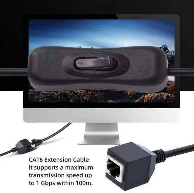 Alt view image 2 of 7 - Cable RJ45 CAT6 8P8C STP UTP Male to Female Extension Cable with 304 Singal Switch On/Off LAN Ethernet Network Patch Cord (60cm)