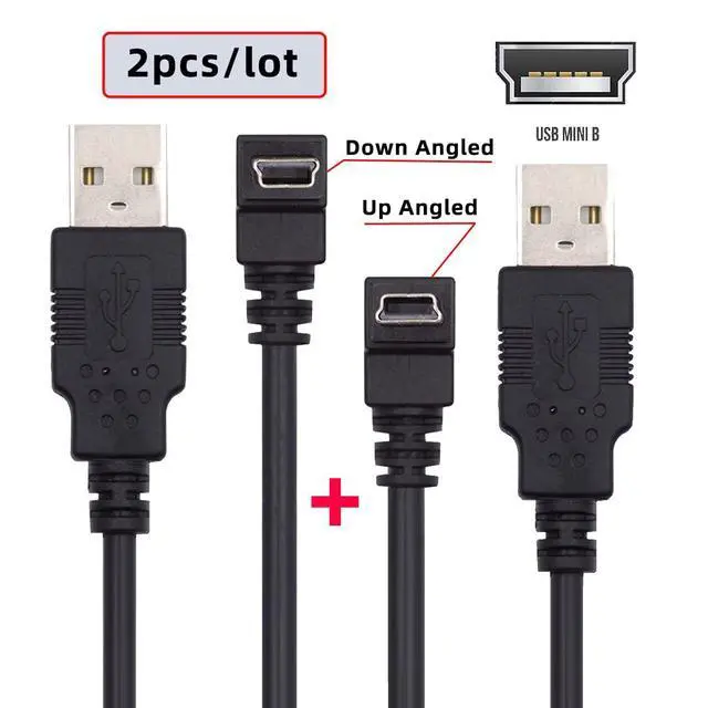 Alt view image 2 of 7 - Cable 2pcs/lot Down & Up Angled Mini USB B Type 5pin Male 90 Degree to USB 2.0 Male Power Data Cable 50cm