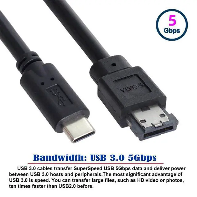 Alt view image 6 of 7 - USB-C Type-C to Power Over eSATA DC5V Adapter USB3.0 to HDD/SSD/ODD eSATAp Converter