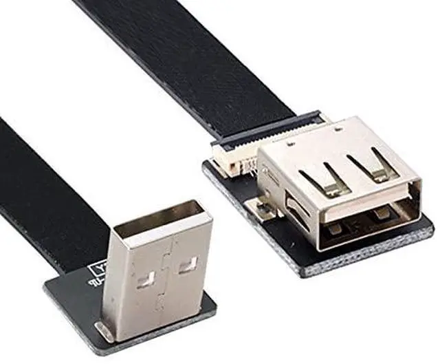 Main image of Up Angled USB 2.0 Type-A Male to Female Extension Data Flat Slim FPC Cable for FPV & Disk & Scanner & Printer 200CM