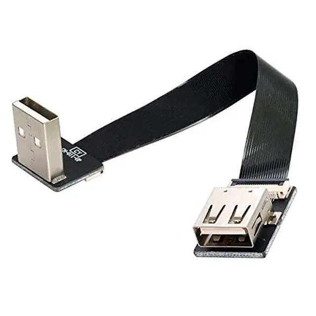 Alt view image 3 of 7 - Up Angled USB 2.0 Type-A Male to Female Extension Data Flat Slim FPC Cable for FPV & Disk & Scanner & Printer 200CM