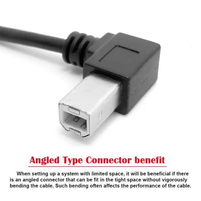 Alt view image 3 of 7 - USB 2.0 B Type Male to Female Extension Cable Right Angled 90 Degree 20cm for Printer Scanner Disk