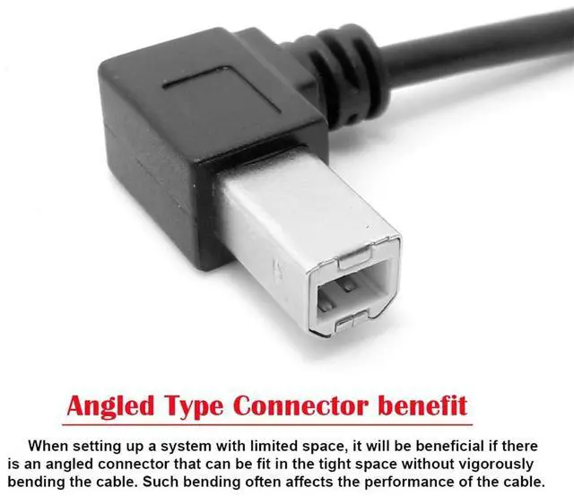 Alt view image 4 of 7 - USB 2.0 B Type Male to Female Extension Cable Left Angled 90 Degree 20cm for Printer Scanner Disk