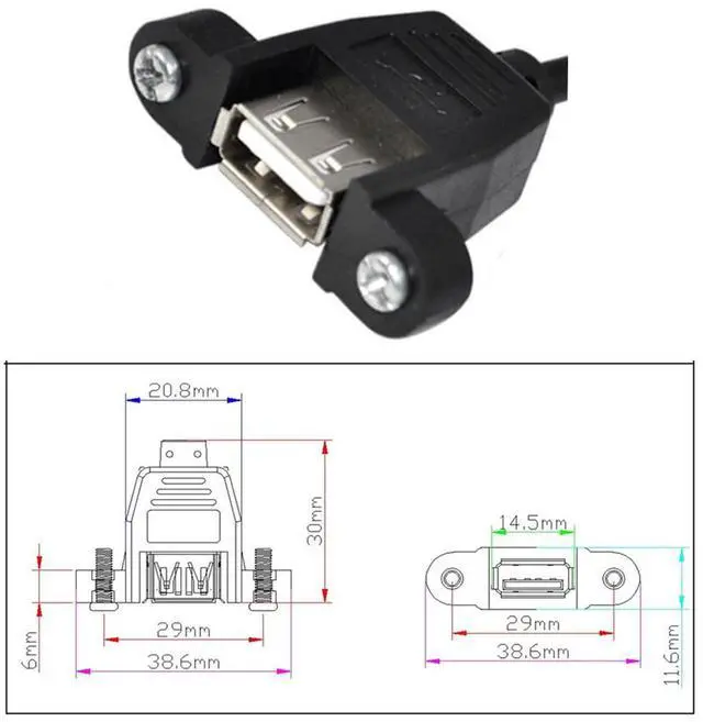 Alt view image 5 of 7 - Cable 2pcs/lot Left & Right Angled Type USB 2.0 Type-A Male to USB Female Extension Cable Panel Type 90 Degree Type 20cm