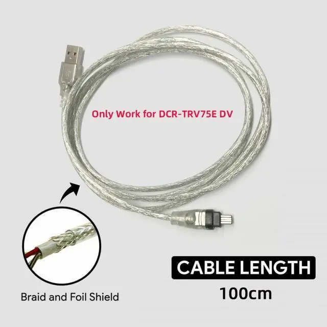 Alt view image 6 of 7 - USB Male to Firewire IEEE 1394 4Pin Male iLink Adapter Cord Cable for DCR-TRV75E DV 1m USB Firewire Cable