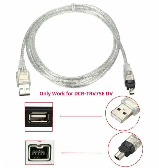 Alt view image 5 of 7 - USB Male to Firewire IEEE 1394 4Pin Male iLink Adapter Cord Cable for DCR-TRV75E DV 1m USB Firewire Cable