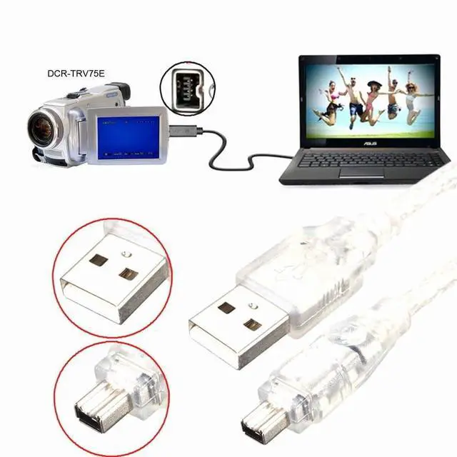 Alt view image 7 of 7 - USB Male to Firewire IEEE 1394 4Pin Male iLink Adapter Cord Cable for DCR-TRV75E DV 1m USB Firewire Cable