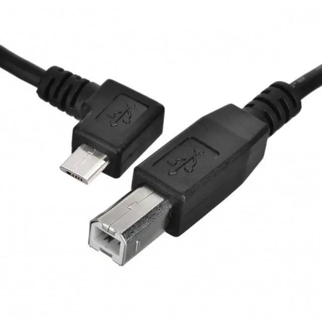 Main image of Cable OTG Micro USB Male to Standard B Male Micro OTG 90 Degree Left Angled to USB Type B Printer Scanner SSD Disk Lectronic Musical Instrument Midi Keyboard Cable 60cm