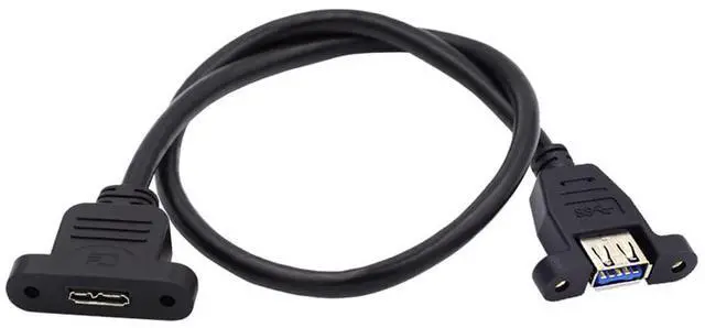Main image of Type-A USB 3.0 Female to Micro 3.0 Type-B Female Screw Mount Type Extension Cable 5Gbps