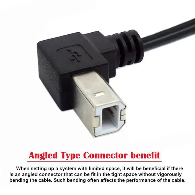 Alt view image 3 of 7 - USB 2.0 B Type Male to Female Extension Cable Down Angled 90 Degree 20cm for Printer Scanner Disk