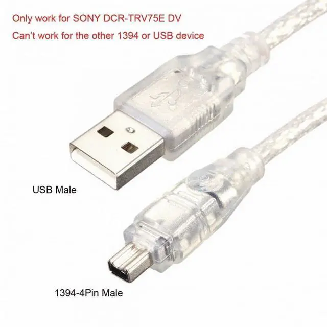 Alt view image 3 of 7 - USB Male to Firewire IEEE 1394 4Pin Male iLink Adapter Cord Cable for DCR-TRV75E DV 1m USB Firewire Cable