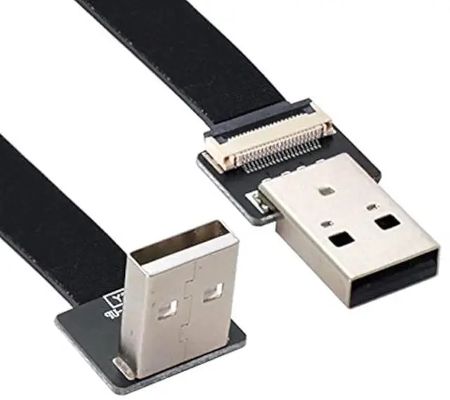Main image of Up Angled USB 2.0 Type-A Male to Type-A Male Data Flat Slim FPC Cable 90 Degree for FPV & Disk & Scanner & Printer 20CM