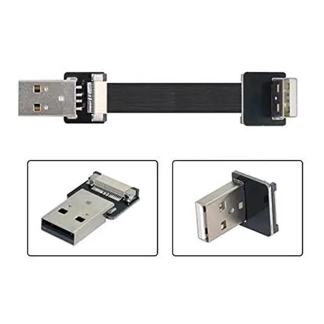 Alt view image 3 of 7 - Up Angled USB 2.0 Type-A Male to Type-A Male Data Flat Slim FPC Cable 90 Degree for FPV & Disk & Scanner & Printer 20CM