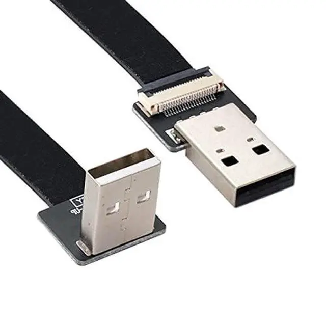 Alt view image 7 of 7 - Up Angled USB 2.0 Type-A Male to Type-A Male Data Flat Slim FPC Cable 90 Degree for FPV & Disk & Scanner & Printer 20CM