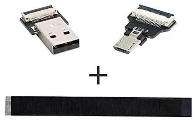 Alt view image 6 of 6 - USB 2.0 Type-A Male to Micro USB 5Pin Male Data Flat Slim FPC Cable for FPV & Disk & Phone 200CM