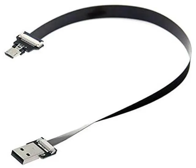 Alt view image 2 of 6 - USB 2.0 Type-A Male to Micro USB 5Pin Male Data Flat Slim FPC Cable for FPV & Disk & Phone 200CM
