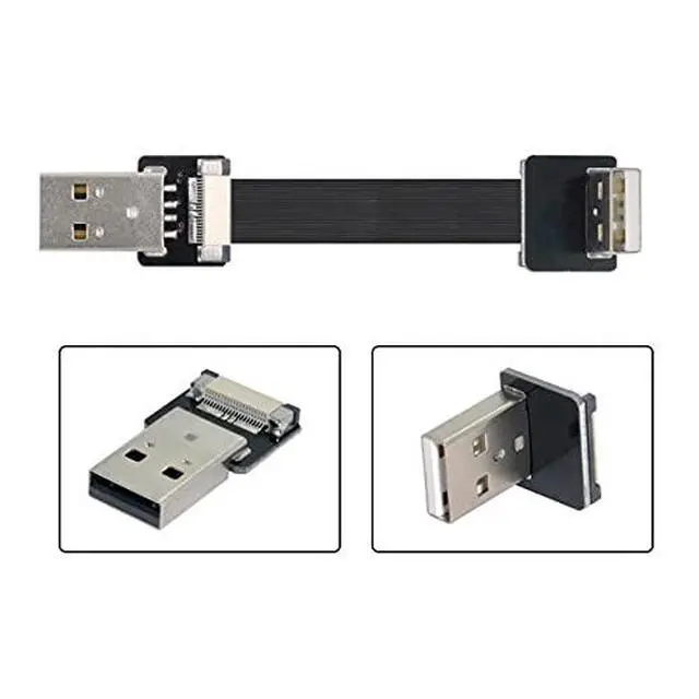 Alt view image 3 of 6 - Up Angled USB 2.0 Type-A Male to Type-A Male Data Flat Slim FPC Cable 90 Degree for FPV & Disk & Scanner & Printer 200CM