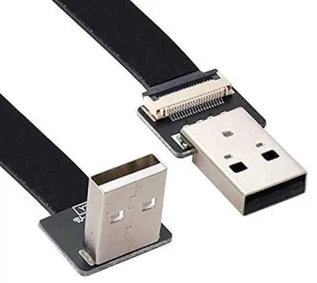 Main image of Up Angled USB 2.0 Type-A Male to Type-A Male Data Flat Slim FPC Cable 90 Degree for FPV & Disk & Scanner & Printer 200CM