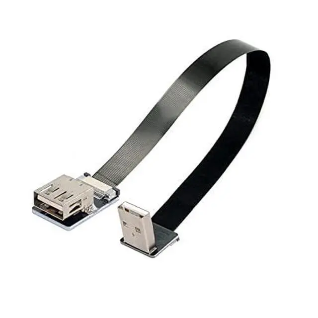 Alt view image 3 of 7 - Down Angled USB 2.0 Type-A Male to Female Extension Data Flat Slim FPC Cable for FPV & Disk & Scanner & Printer 20cm