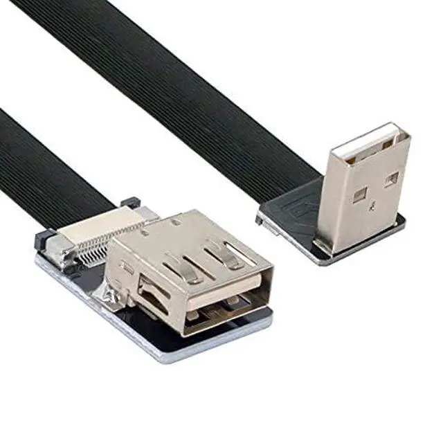 Alt view image 2 of 7 - Down Angled USB 2.0 Type-A Male to Female Extension Data Flat Slim FPC Cable for FPV & Disk & Scanner & Printer 20cm