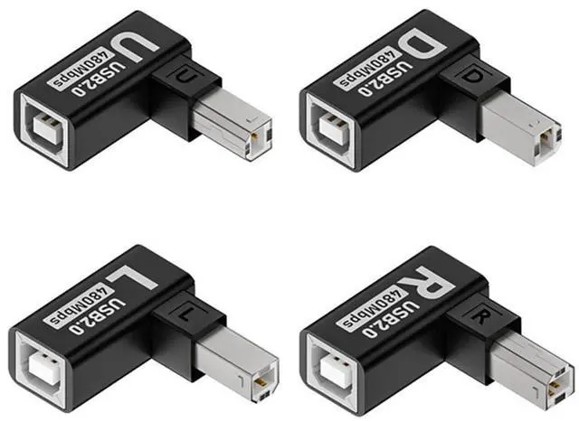 Main image of 4pcs/lot USB 2.0 Type-B Male to Female Extension Adapter Horizontal Vertical Angled 90 Degree for Printer Scanner