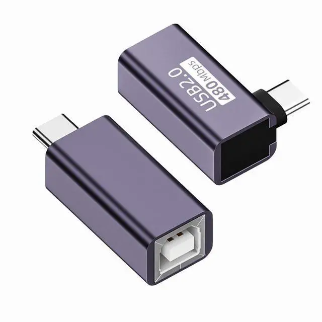 Main image of 2pcs/lot USB 2.0 B Type Female to Type-C Male Angled & Straight Extension Adapter for Printer Phone Disk