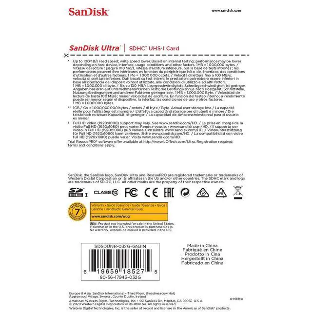 Alt view image 5 of 5 - 32GB Ultra 100MBs SDHC Memory Card