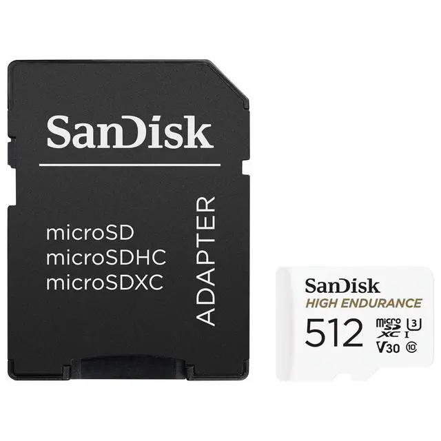 Alt view image 2 of 3 - 512GB High Endurance Video microSDXC Card with Adapter for Dash Cam and Home Monitoring Systems - C10, U3, V30, 4K UHD, Micro SD Card - SDSQQNR-512G-GN6IA