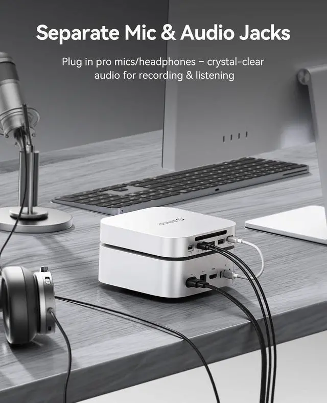 Alt view image 5 of 7 - MiniLink Mac mini M4 Dock & Stand, Hub with 2 × USB 3.0 Ports (5Gbps), 2 × USB 2.0 Ports, SD/TF Card Readers (3.0), 3.5mm Headphone & Microphone Jacks, Compatible with Mac mini M4/M4 Pro (M48P)