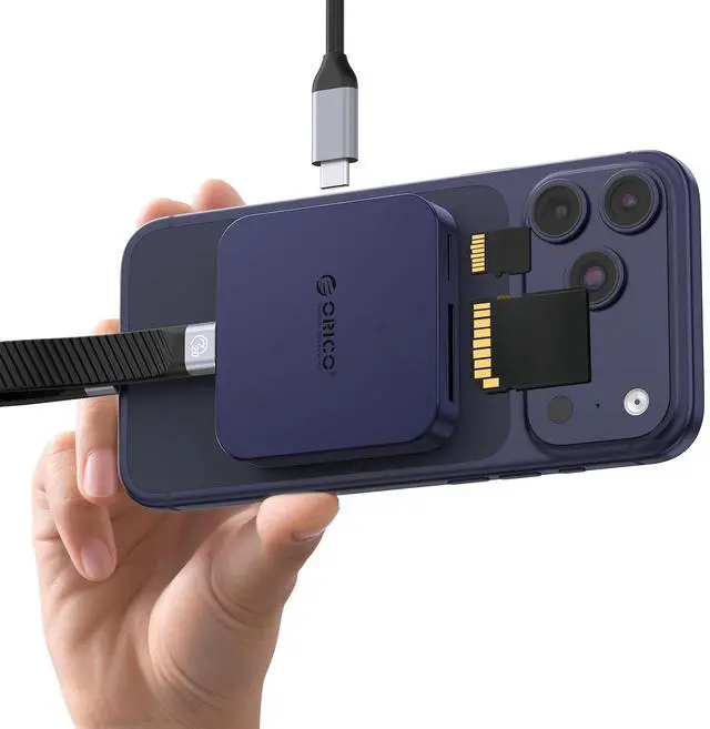 Main image of Ultra-Thin Magnetic SD Card Reader for iPhone, 4-in-1 USB C Memory Card Reader with PD 100W, Dual Slots for SDXC, SDHC, SD, Micro SDXC,MicroSD, Micro SDHC Card