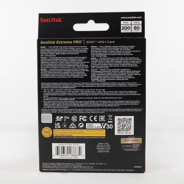 Alt view image 2 of 2 - 128GB Extreme PRO UHS-I SDXC Memory Card, SDSDXXY-128G-ANCIN