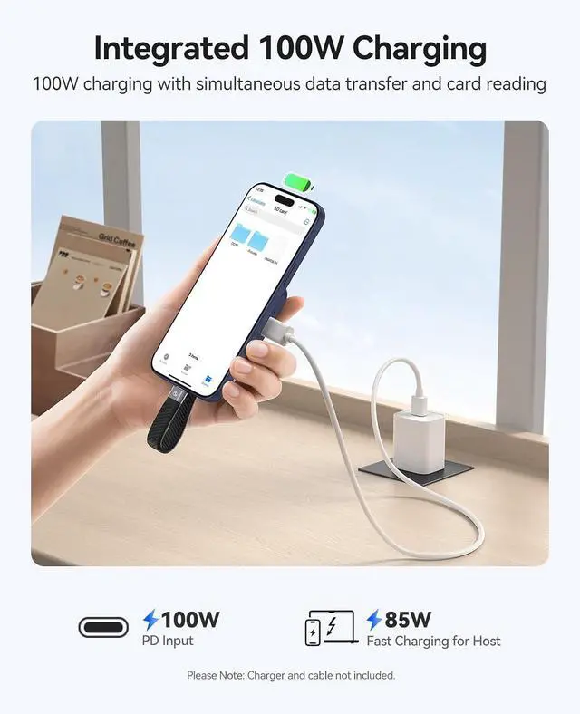 Alt view image 6 of 7 - Ultra-Thin Magnetic SD Card Reader for iPhone, 4-in-1 USB C Memory Card Reader with PD 100W, Dual Slots for SDXC, SDHC, SD, Micro SDXC,MicroSD, Micro SDHC Card