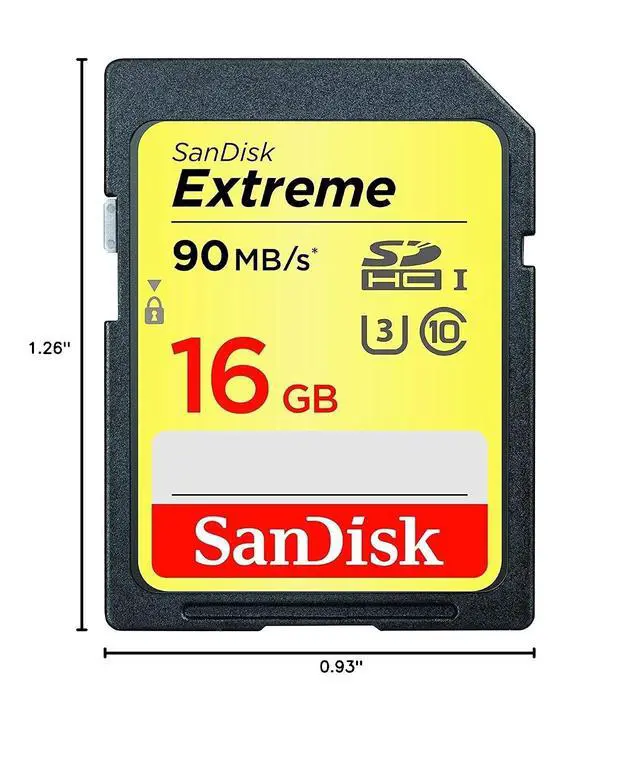 Alt view image 4 of 4 - 16GB Extreme SDHC UHS-I Memory Card - 90MB/s, C10, U3, V30, 4K UHD, SD Card - SDSDXNE-016G-GNCIN