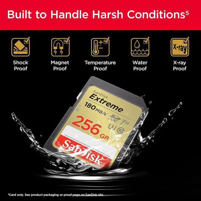 Alt view image 5 of 7 - 256GB Extreme SDXC UHS-I Memory Card - C10, U3, V30, 4K, UHD, SD Card - SDSDXVV-256G-GNCIN