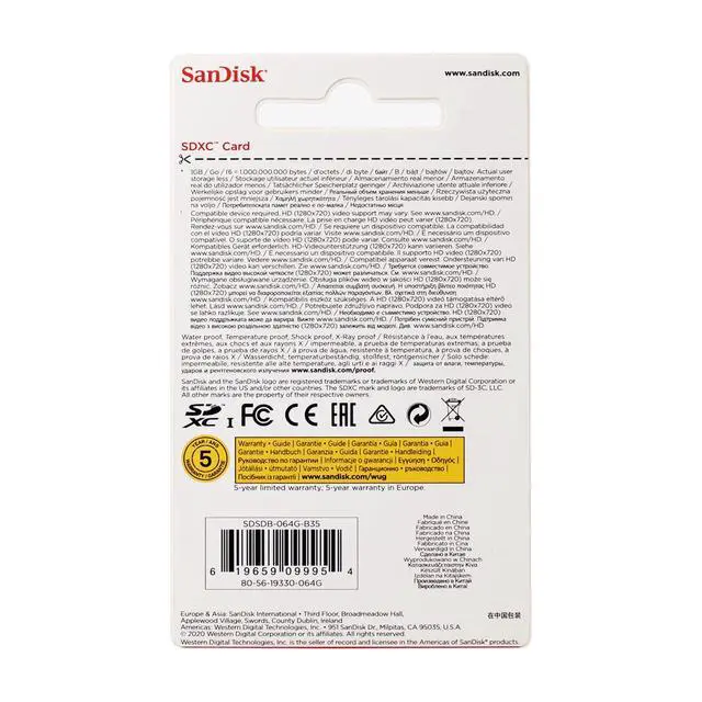 Alt view image 2 of 3 - 64 GB Class 4 SDXC Flash Memory Card (SDSDB-064G-B35)