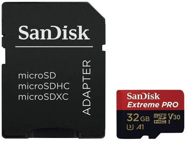 Main image of Extreme PRO microSDHC Memory Card Plus SD Adapter up to 100 MB/s, Class 10, U3, V30, A1 - 32GB SDSQXCG-032G