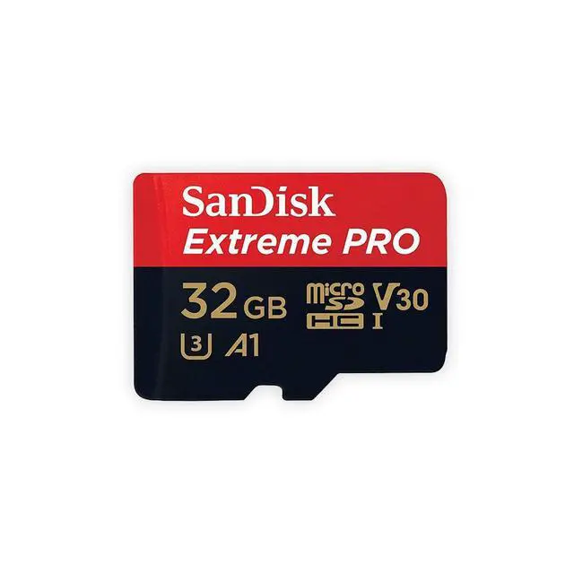 Alt view image 2 of 2 - Extreme PRO microSDHC Memory Card Plus SD Adapter up to 100 MB/s, Class 10, U3, V30, A1 - 32GB SDSQXCG-032G
