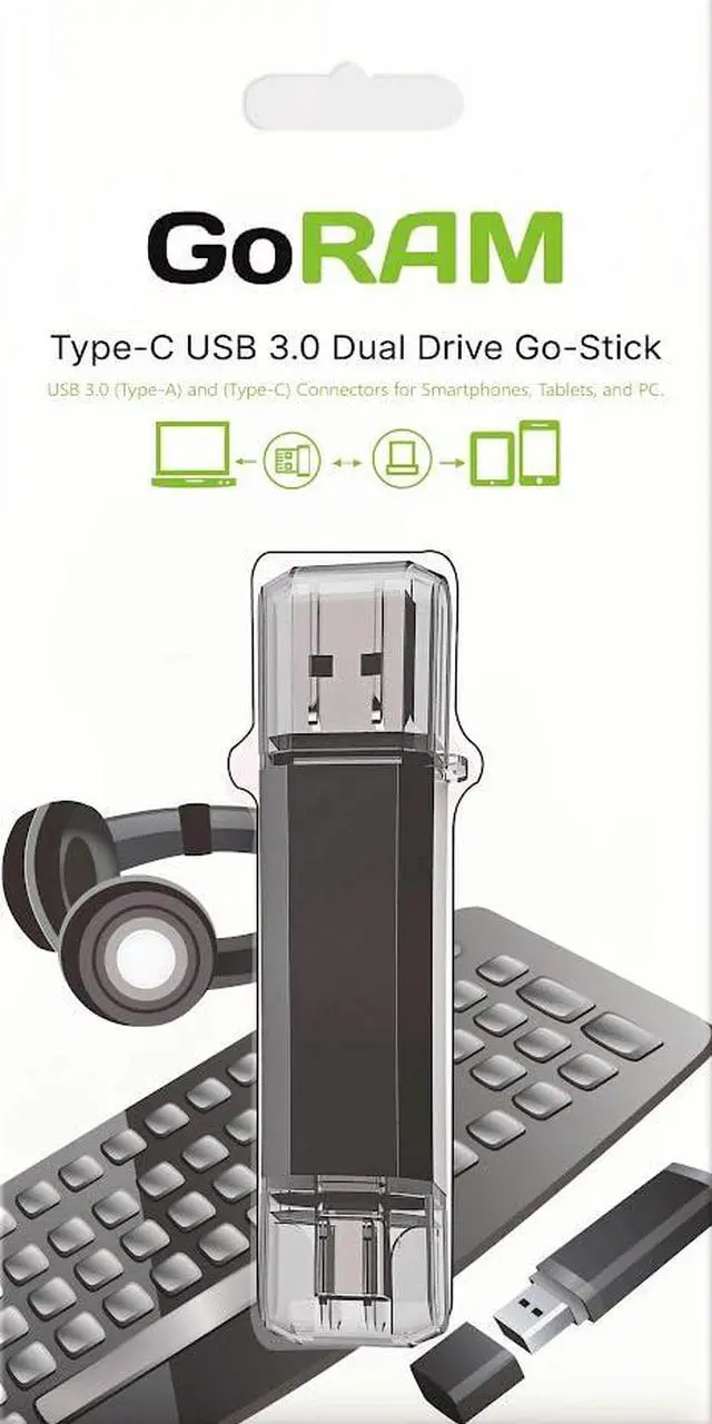 Alt view image 2 of 7 - 16GB (10 Pack) Dual Drive Go-Stick USB 3.0 + USB-C Type-C Flash Drive for Android Smartphones, Computers, MacBook, Tablets, PC (16GB)