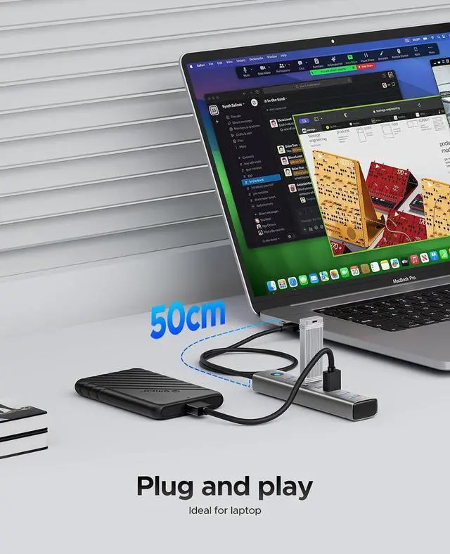 Alt view image 5 of 7 - 7-Port USB 3.0 Hub, Aluminum USB Multiple Adapter, 5Gbps USB Extender USB Splitter with 1.64Ft Cable, UBS-A Hub Long Cable for Desktop, PC, Flash Drive, Mobile HDD, Windows/XPS