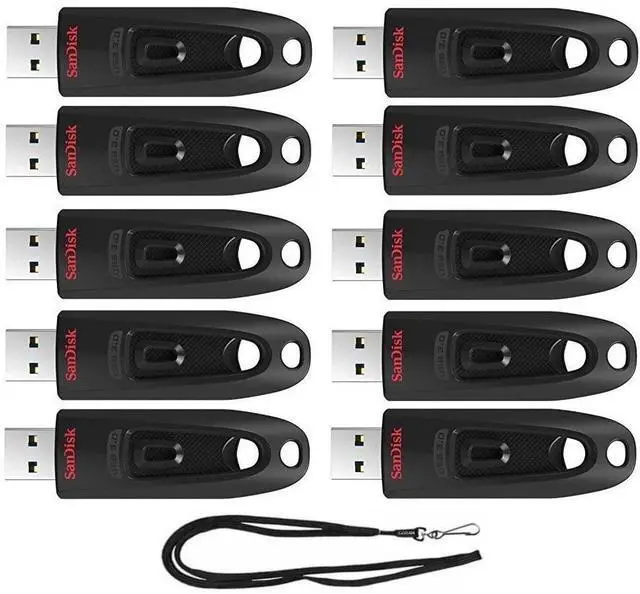 Main image of 32GB Ultra 130MB/s USB 3.0 Flash Drive SDCZ48-032G Bundle with (1) GoRAM Black Lanyard (32GB, 10 Pack)