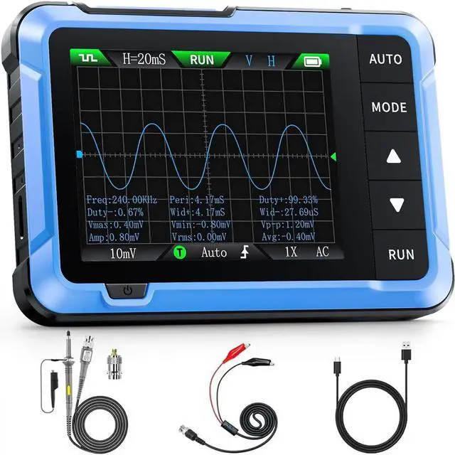 Main image of FNIRSI DSO-510 2-in-1 10MHz Handheld Oscilloscope DDS Signal Generator | 48MS/s Sampling Rate Automotive Oscilloscope with 2.8'' TFT, One-Click Auto, Auto/Normal/Single Trigger for DIY Electronics